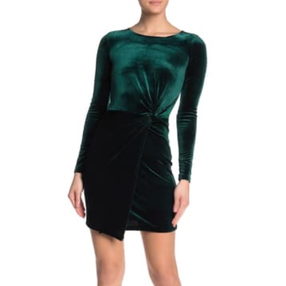 LOVE ADY forest green velvet bodycon dress
